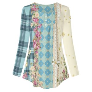 <span class="stc" style="color:#b0e2d7;">Long Sleeve Tunic</span><br>チュニック 長袖<br><span class="stb">(チェック&タータンマジック : ブルー)</span>