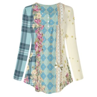 <span class="stc" style="color:#b0e2d7;">Long Sleeve Tunic</span><br>チュニック 長袖<br><span class="stb">(チェック&タータンマジック : ブルー)</span>