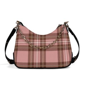 <span class="stc" style="color:#b0e2d7;">Chain Shoulder Bag</span><br>チェーンショルダーバッグ<br><span class="stb">(タータンチェック : ピンクブラウン)</span>