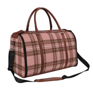 <span class="stc" style="color:#b0e2d7;">Foldable Leather Duffle Bag</span><br><span class="stf" style="font-size:16px;">折りたためて洋服ケースにもなる★</span><br>ダッフルバッグ<br><span class="stb">(タータンチェック : ピンクブラウン)</span>