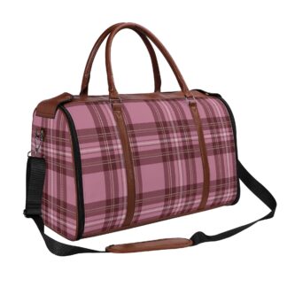 <span class="stc" style="color:#b0e2d7;">Foldable Leather Duffle Bag</span><br><span class="stf" style="font-size:16px;">折りたためて洋服ケースにもなる★</span><br>ダッフルバッグ<br><span class="stb">(タータンチェック : ピンク)</span>