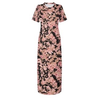 <span class="stc" style="color:#b0e2d7;">T-shirt Long Dresses</span><br>マキシ丈<br>Tシャツワンピース<br><span class="stb">(フローラル : ブラック)</span>