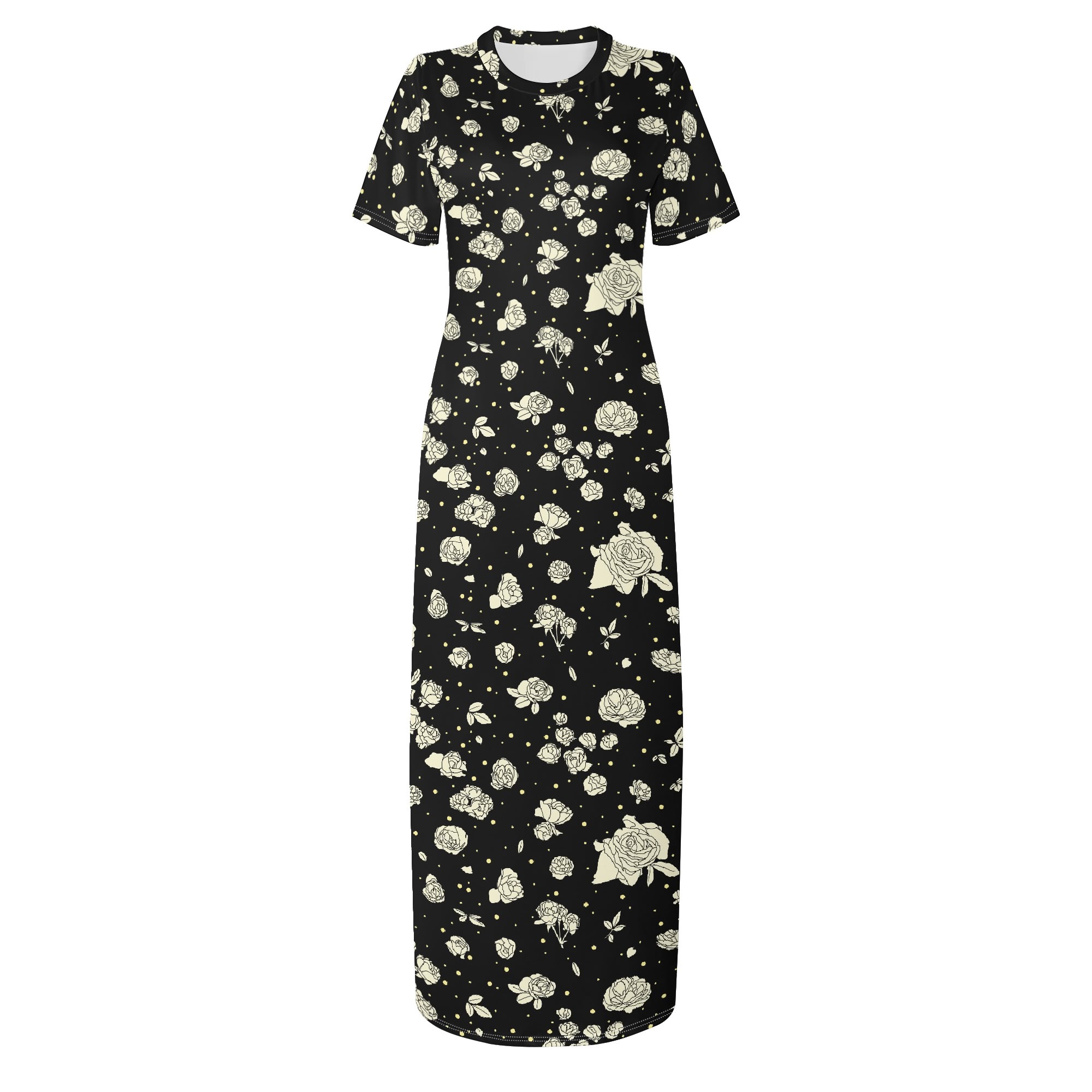 <span class="stc" style="color:#b0e2d7;">T-shirt Long Dresses</span><br>マキシ丈<br>Tシャツワンピース<br><span class="stb">(グレースローズ : ブラック)</span>