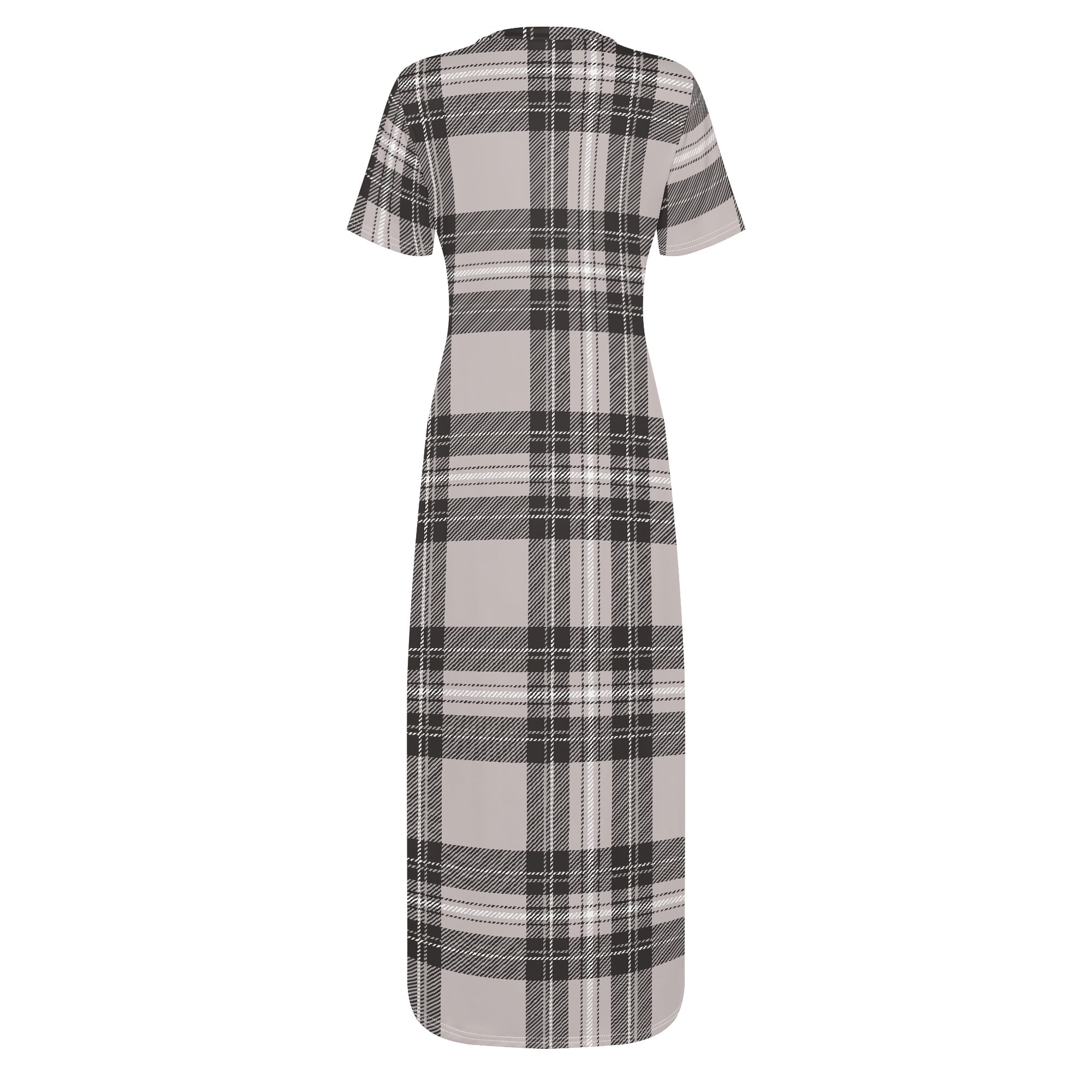 <span class="stc" style="color:#b0e2d7;">T-shirt Long Dresses</span><br>マキシ丈<br>Tシャツワンピース<br><span class="stb">(タータンチェック : グレー)</span> - 画像 (2)