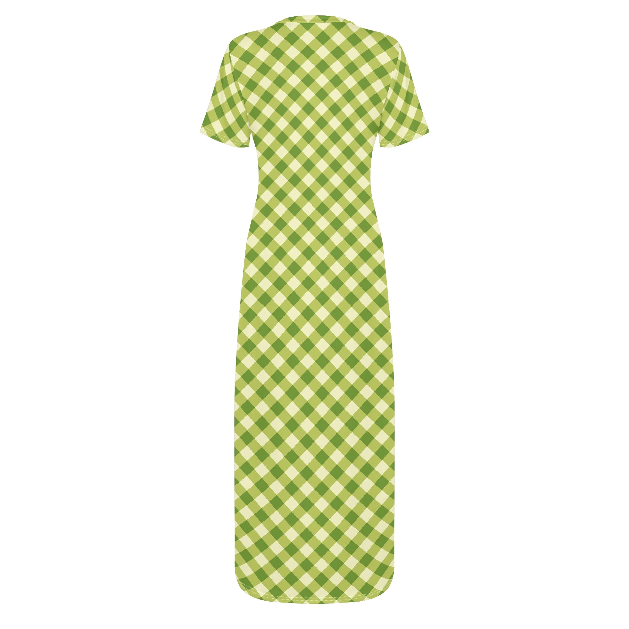 <span class="stc" style="color:#b0e2d7;">T-shirt Long Dresses</span><br>マキシ丈<br>Tシャツワンピース<br><span class="stb">(ギンガムチェック : ライムグリーン)</span> - 画像 (2)