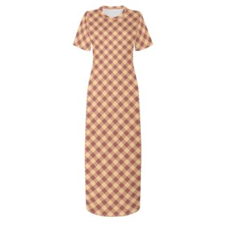 <span class="stc" style="color:#b0e2d7;">T-shirt Long Dresses</span><br>マキシ丈<br>Tシャツワンピース<br><span class="stb">(ギンガムチェック : マロン)</span>